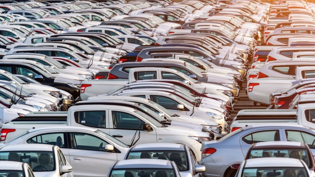 Grand fleet of cars in a garage